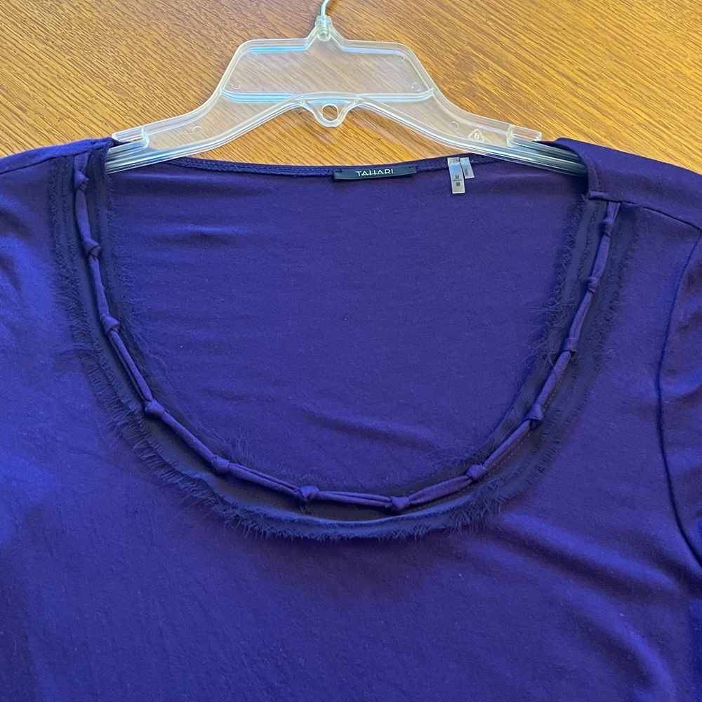 Tahari Deep Purple Short Sleeve Top size Med